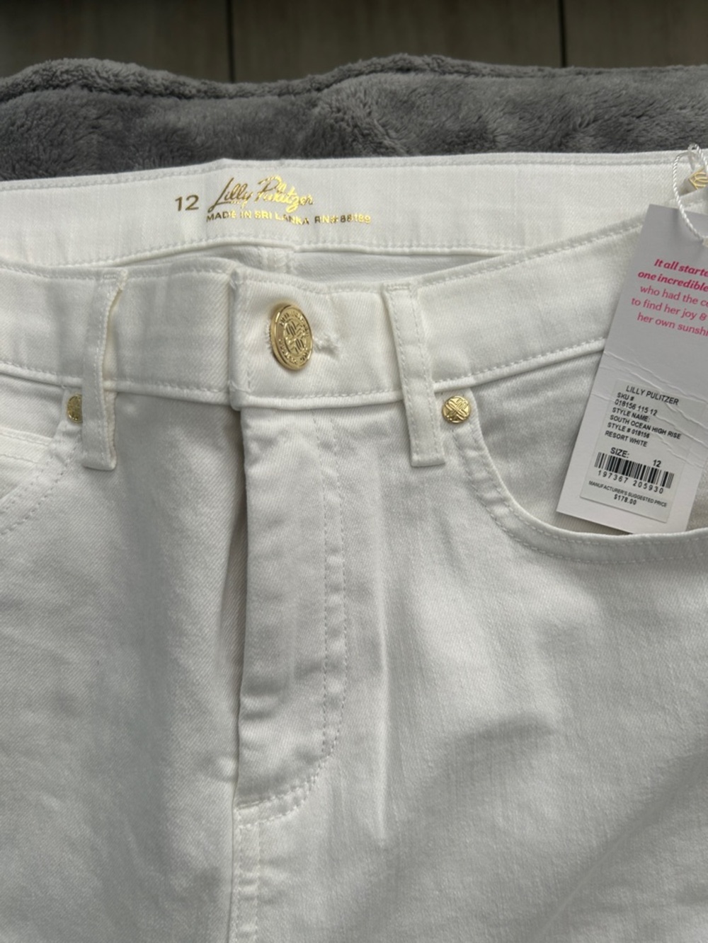 Lilly Pulitzer South Ocean White High-Rise Women's Jeans NWT -Size 12 - Picture 6 of 11